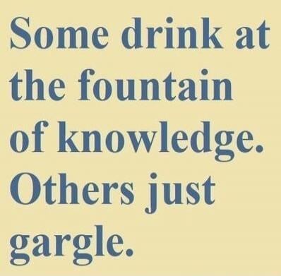 Some drink at the fountain of knowledge. Others just gargle.