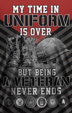MY TIME IN UNIFORM IS OVER BUT BEING A VETERAN NEVER ENDS