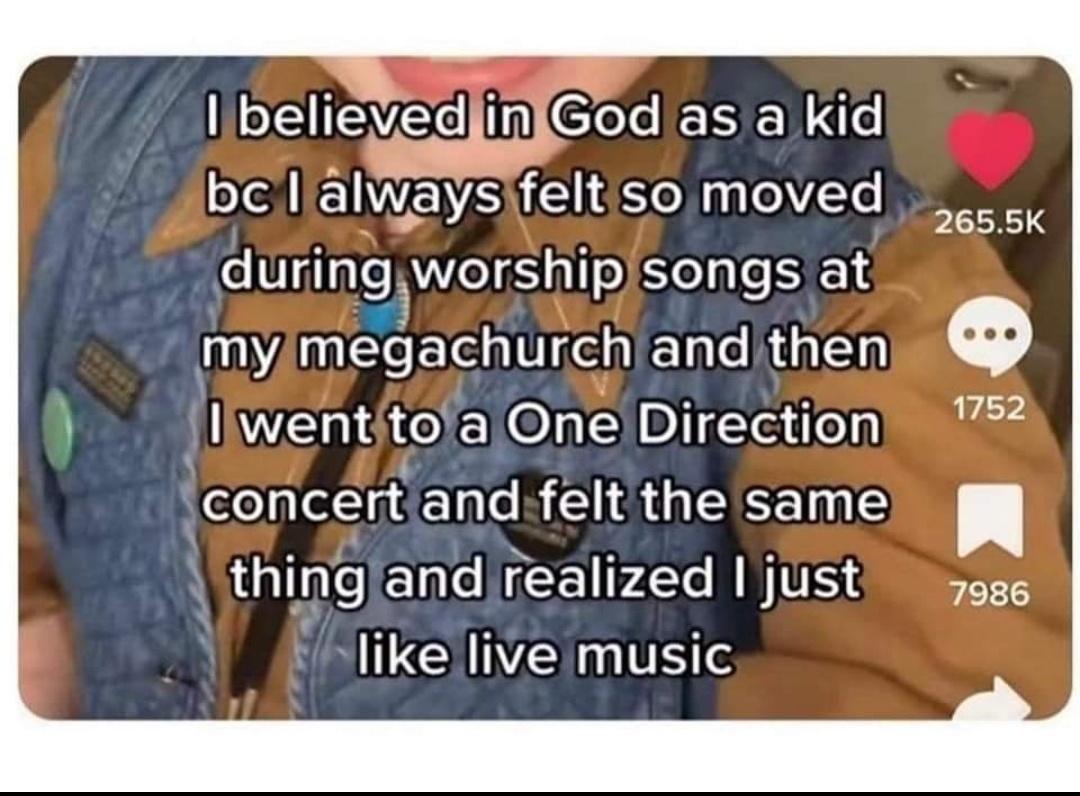 IeEEvEe i Cele e BEN XM IEIEN ST S N VL durlng worshipisongs at WY megachurch ElleAdaln Illwenttoa One Direction concertandfeltthe same thingland realized just Clike live music 7986