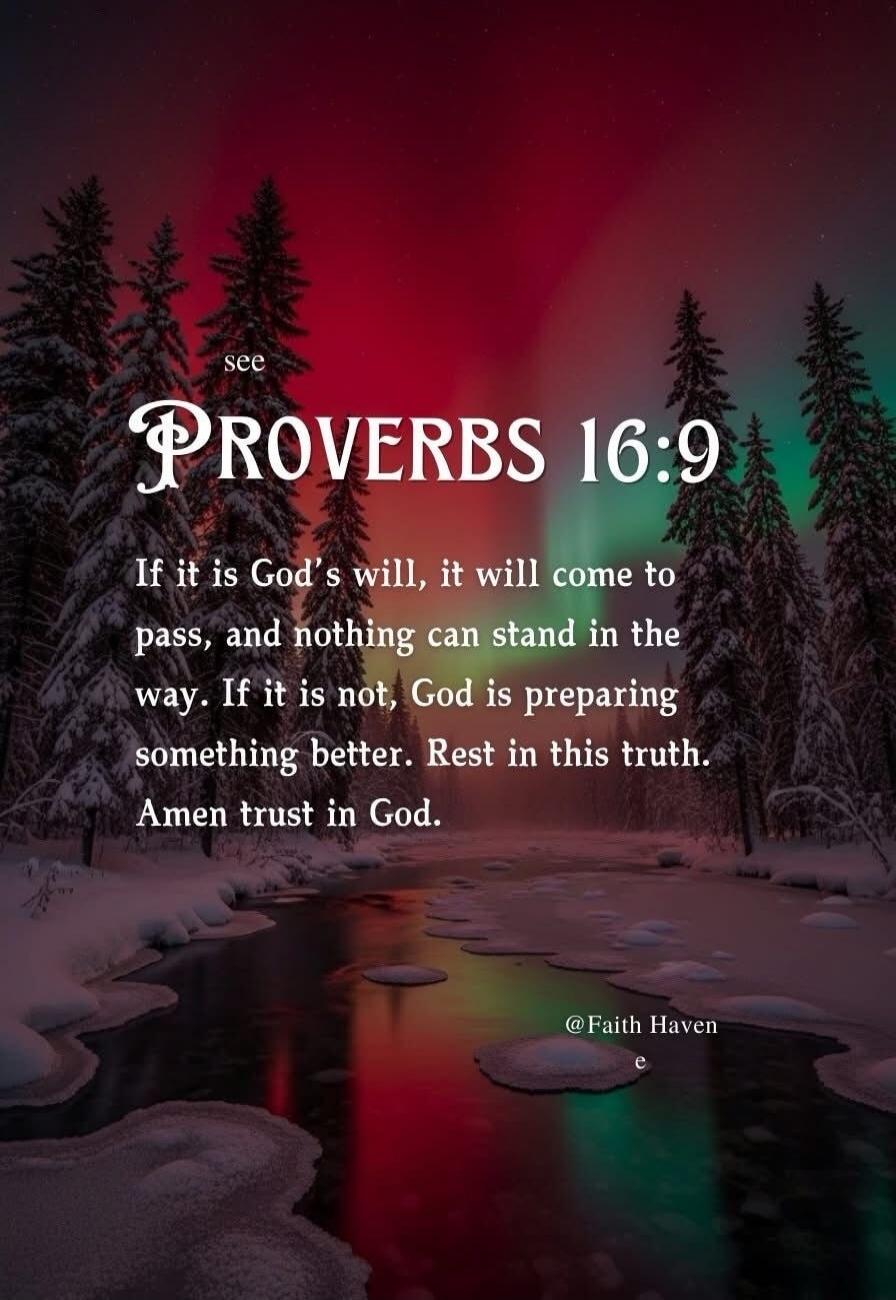see PROVERBS 16:9 If it is God's will, it will come to pass, and nothing can stand in the way. If it is not, God is preparing something better. Rest in this truth. Amen trust in God. @Faith Haven