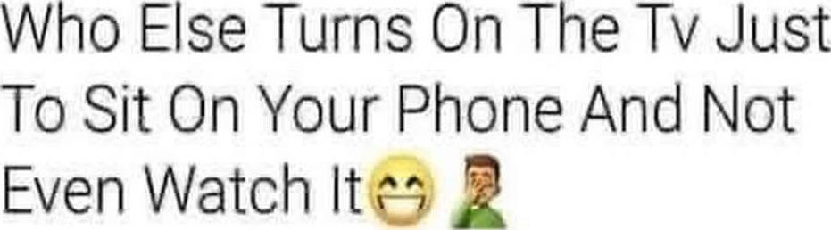 Who Else Turns On The TV Just To Sit On Your Phone And Not Even Watch It 😆🤦