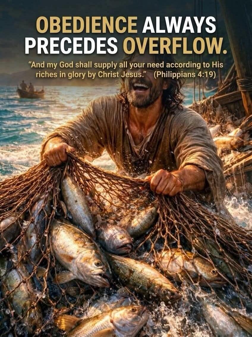 OBEDIENCE ALWAYS PRECEDES OVERFLOW. 