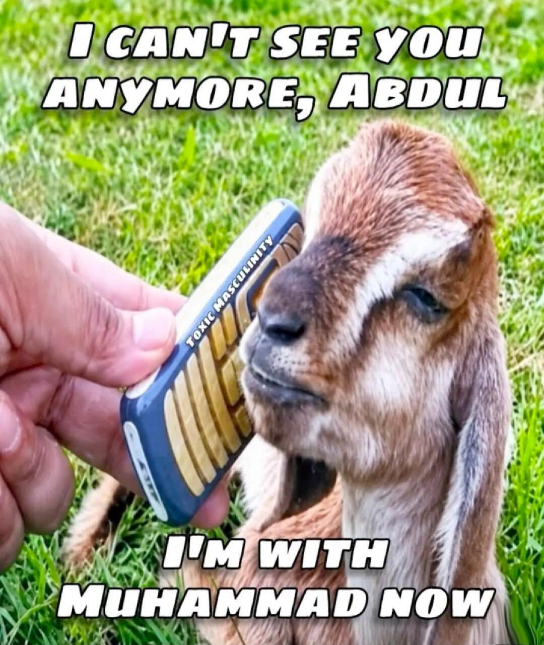 I CAN'T SEE YOU ANYMORE, ABDUL. TOXIC MASCULINITY. I'M WITH MUHAMMAD NOW.
