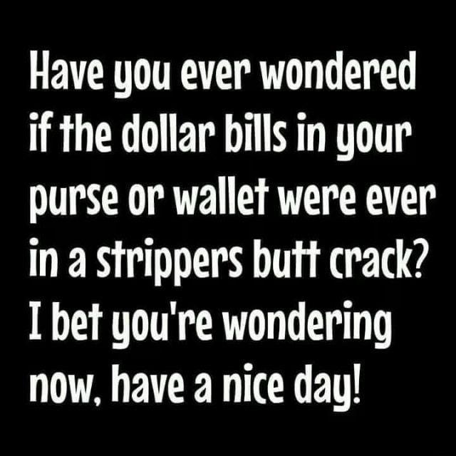 Have you ever wondered if the dollar bills in your purse or wallet were ever HER I el Y I bet youre wondering now have a nice day