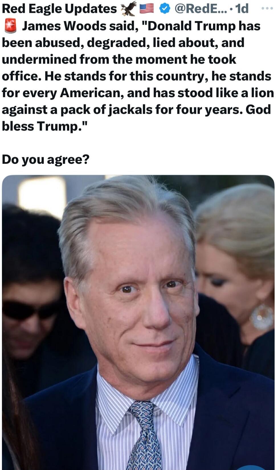 Red Eagle Updates James Woods said, 