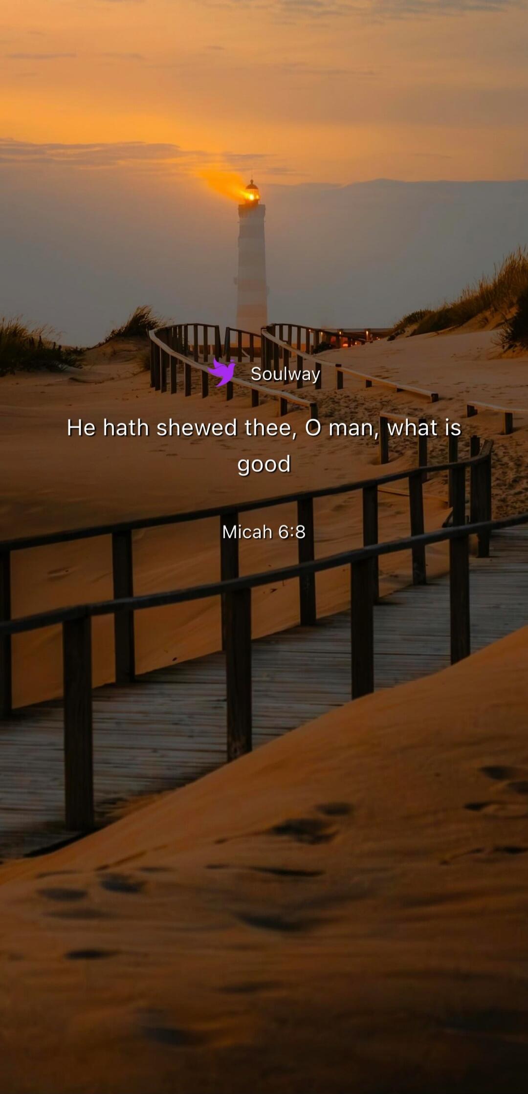 Soulway He hath shewed thee, O man, what is good Micah 6:8