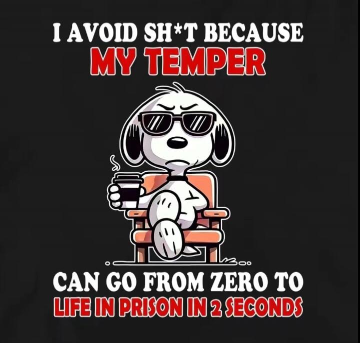I AVOID SH*T BECAUSE MY TEMPER CAN GO FROM ZERO TO LIFE IN PRISON IN 2 SECONDS