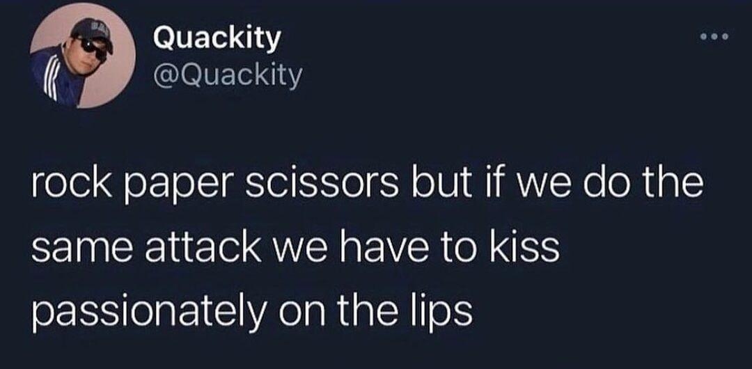 S WL 1Y IOVETA 14 rock paper scissors but if we do the same attack we have to kiss passionately on the lips