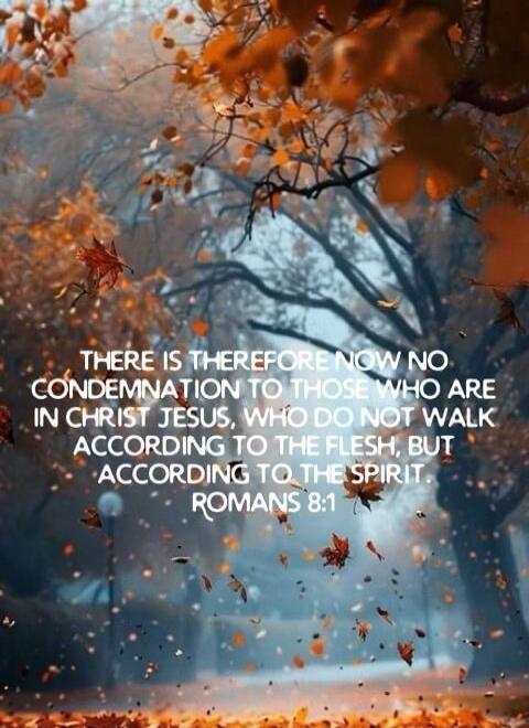 THERE IS THEREFORE NOW NO CONDEMNATION TO THOSE WHO ARE IN CHRIST JESUS, WHO DO NOT WALK ACCORDING TO THE FLESH, BUT ACCORDING TO THE SPIRIT. ROMANS 8:1