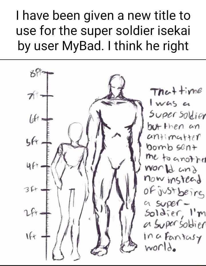 I have been given a new title to use for the super soldier isekai by user MyBad think he right Thet ivme fwes e Super Solior bur Hhen en onyimatyel Yomb n M b eyngy o wWor cny Now insYeed oF vabevrg a supel S01dier Im o Super Soldier 1N Fonasy warld
