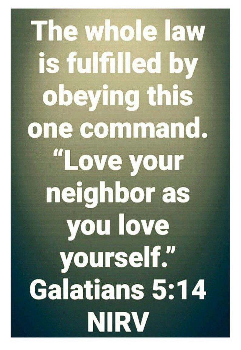 The whole law is fulfilled by obeying this one command. 