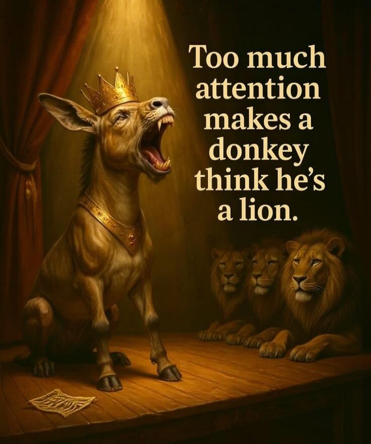 Too much attention makes a donkey think he's a lion.