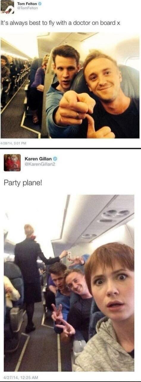 Tom Felton 4 Its always best to fly with a doctor on board x m Karen Gillan Party plane