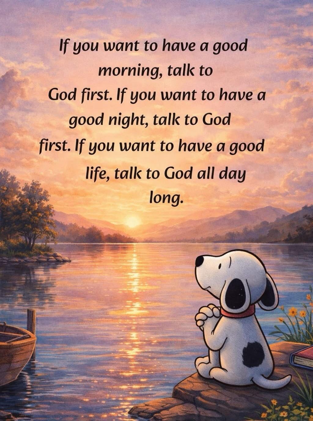 If you want to have a good morning, talk to God first. If you want to have a good night, talk to God first. If you want to have a good life, talk to God all day long.