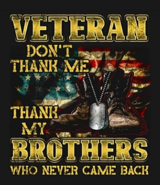 VETERAN DON'T THANK ME THANK MY BROTHERS WHO NEVER CAME BACK