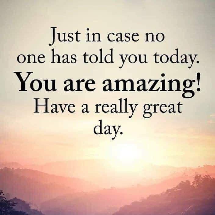 Just in case no one has told you today You are amazing Have a really great day