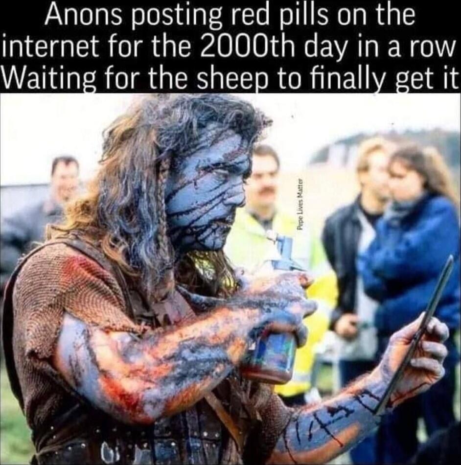 Anons posting red pills on the internet for the 2000th day in a row Waiting for the sheep to finally get it
