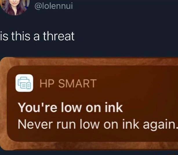 rf 8 lolennui RGINERQIEE e svart Youre low on ink Never run low on ink again