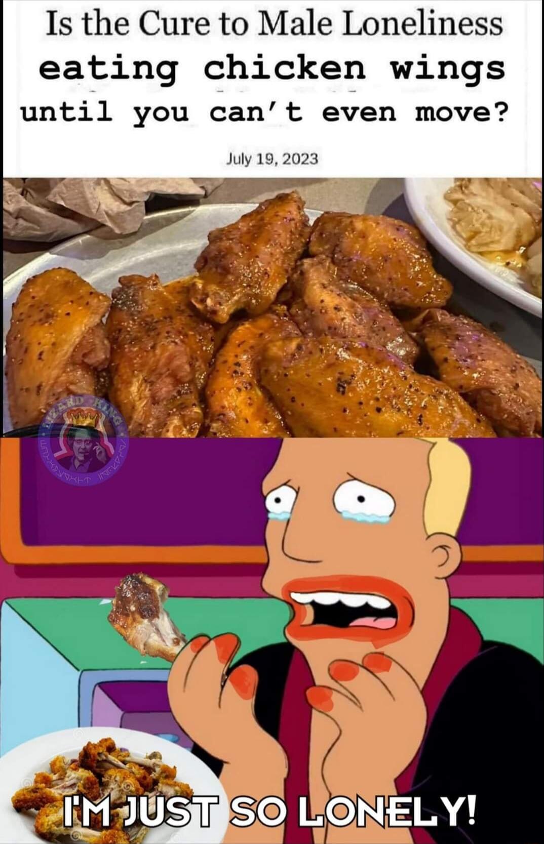 Is the Cure to Male Loneliness eating chicken wings until you cant even move July 192023