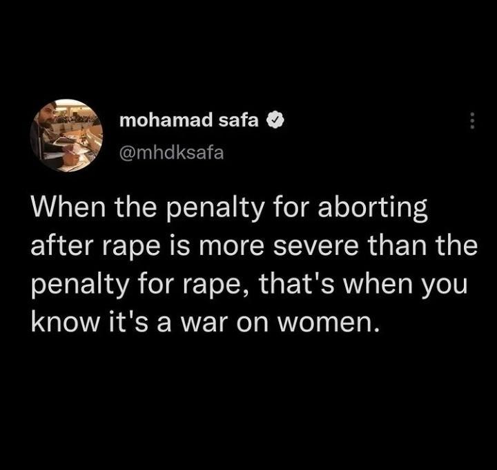 L ILENELERI AR I s NLICEE When the penalty for aborting after rape is more severe than the penalty for rape thats when you know its a war on women