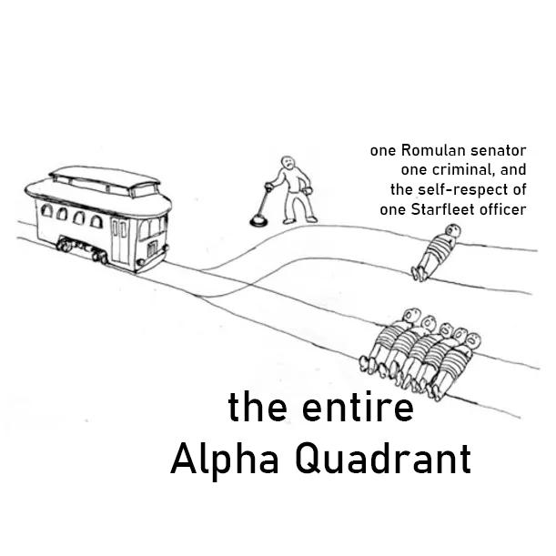 one Romulan senator one criminal and Qa the self respect of 0008 T N one Starfleet offcer gy i sfqa the entire Alpha Quadrant
