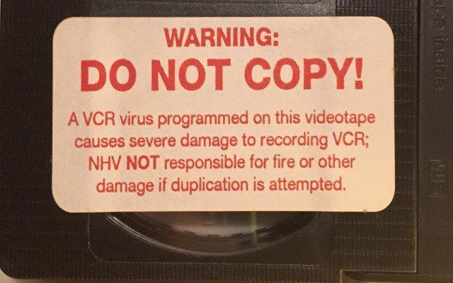 WARNING DO NOT COPY A VCR virus programmed on this videotape causes severe damage to recording VCR NHV NOT responsible for fire or other damage if duplication is attempted