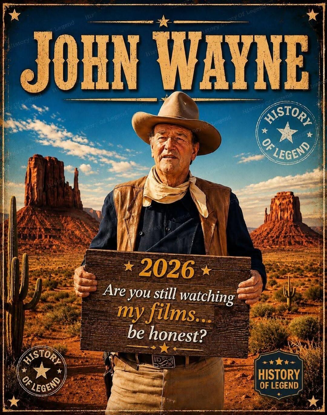 JOHN WAYNE HISTORY OF LEGEND 2026 Are you still watching my films... be honest?