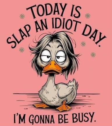 TODAY IS SLAP AN IDIOT DAY. I'M GONNA BE BUSY.