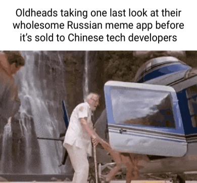 Oldheads taking one last look at their wholesome Russian meme app before its sold to Chinese tech developers
