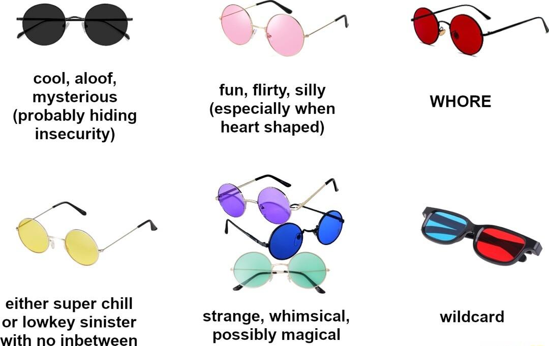 9 cool aloof mysterious probably hiding insecurity Se either super chill or lowkey sinister fun flrty silly especially when heart shaped R strange whimsical possibly magical WHORE wildcard