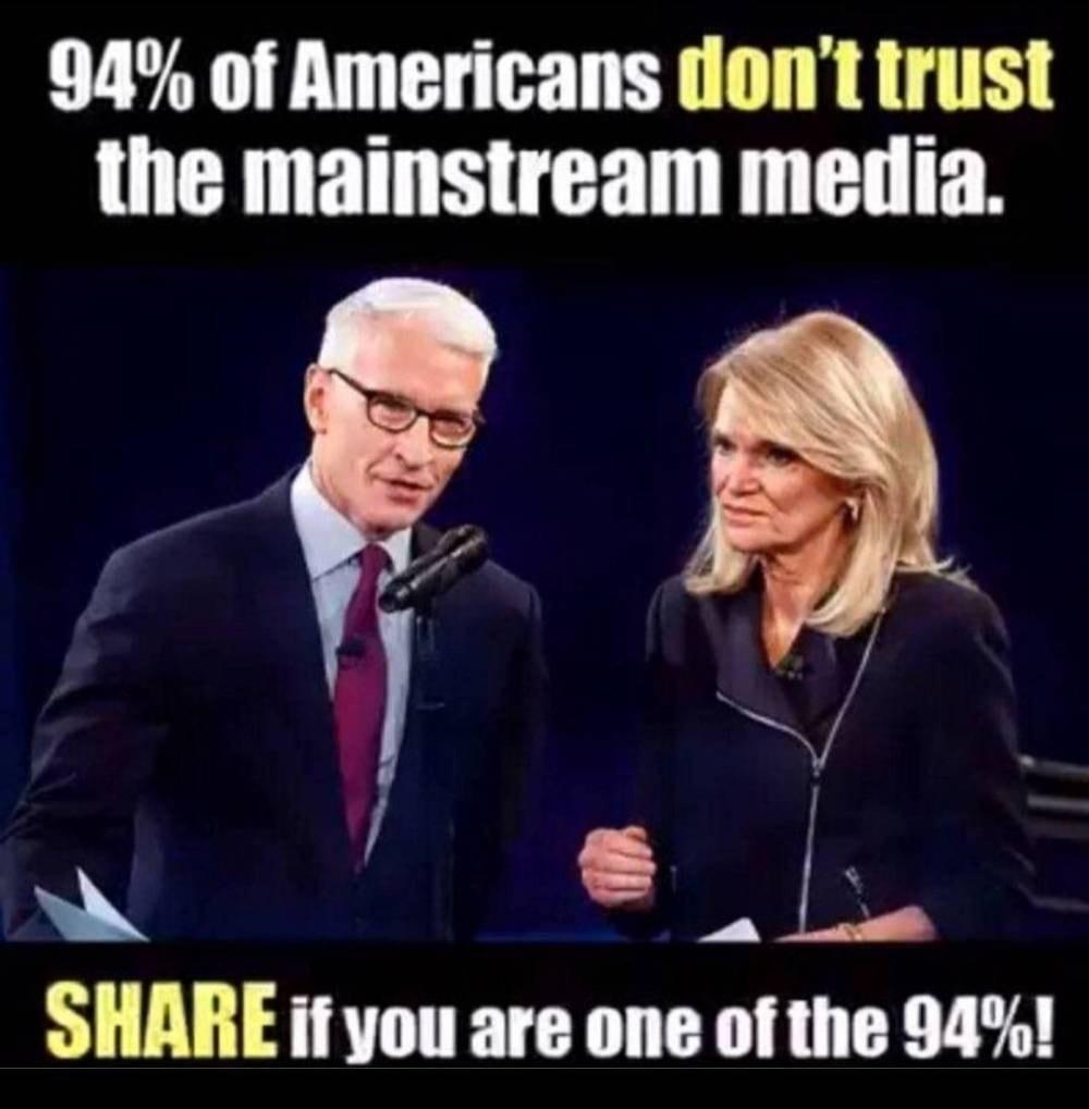 94 of Americans dont trust the mainstream media 1 85 SHARE if you are one of the 94