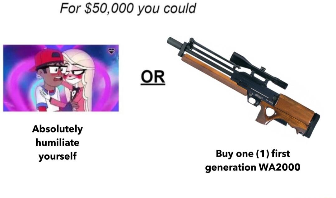 For 50000 you could Absolutely humiliate yourself Buy one 1 first generation WA2000