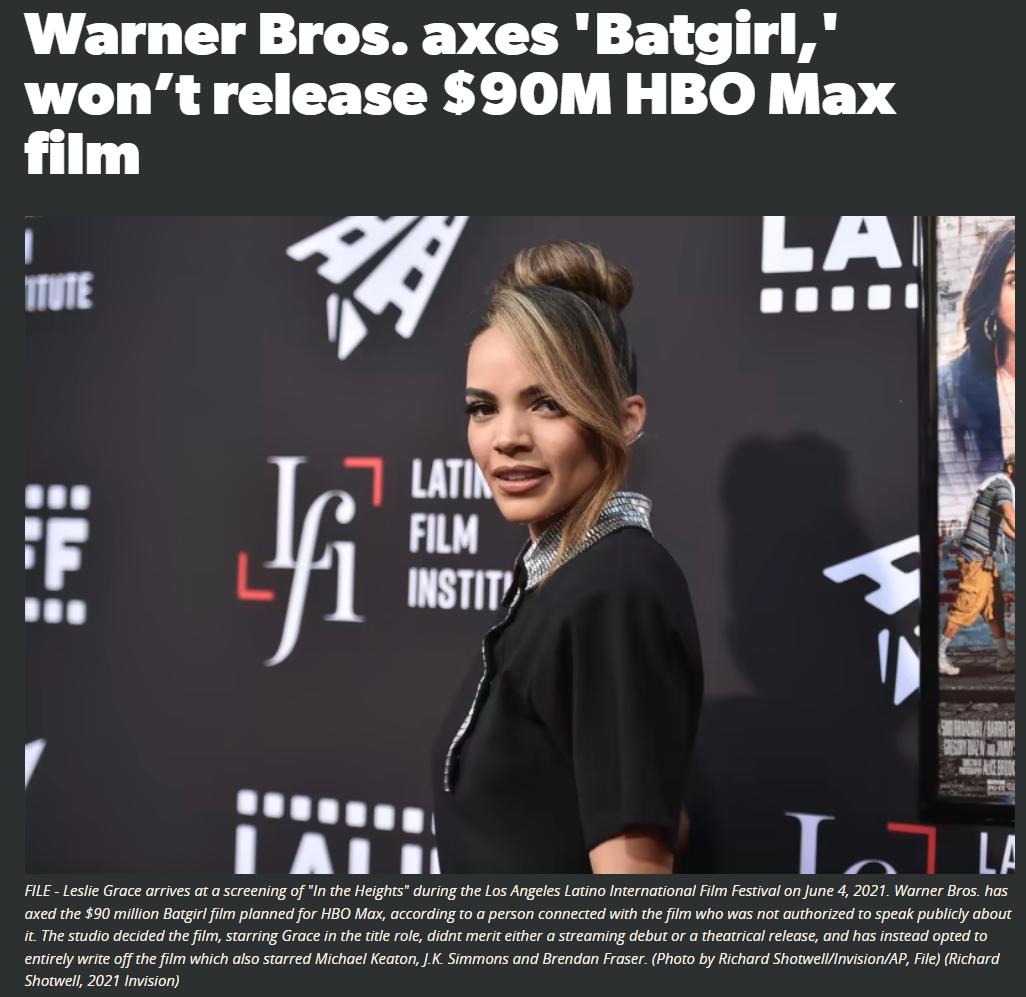 Warner Bros axes Batgirl wontrelease 90M HBO Max