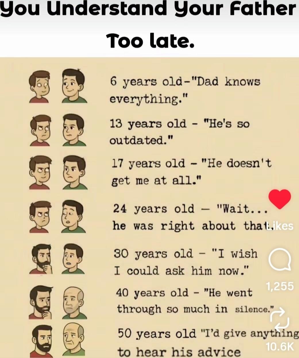 You Understand Your Father Too late.\n\n6 years old - 