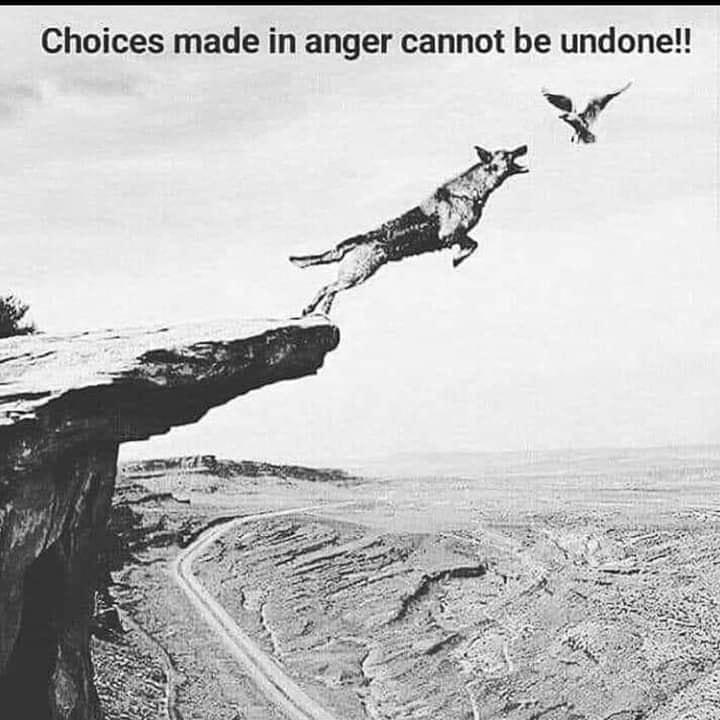 Choices made in anger cannot be undone