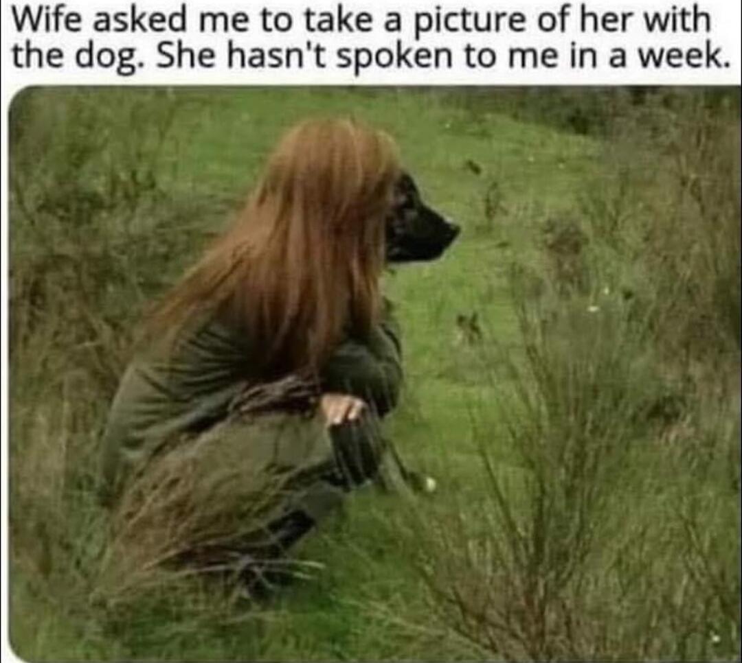 Wife asked me to take a picture of her with the dog. She hasn't spoken to me in a week.