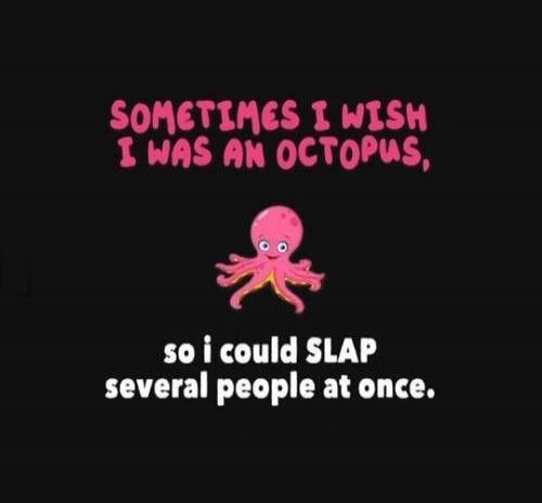 SOMETIMES I WISH I WAS AN OCTOPUS, so i could SLAP several people at once.