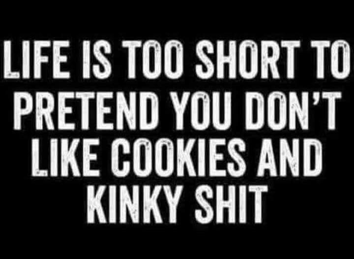 LIFE IS TOO SHORT TO PRETEND YOU DON'T LIKE COOKIES AND KINKY SHIT