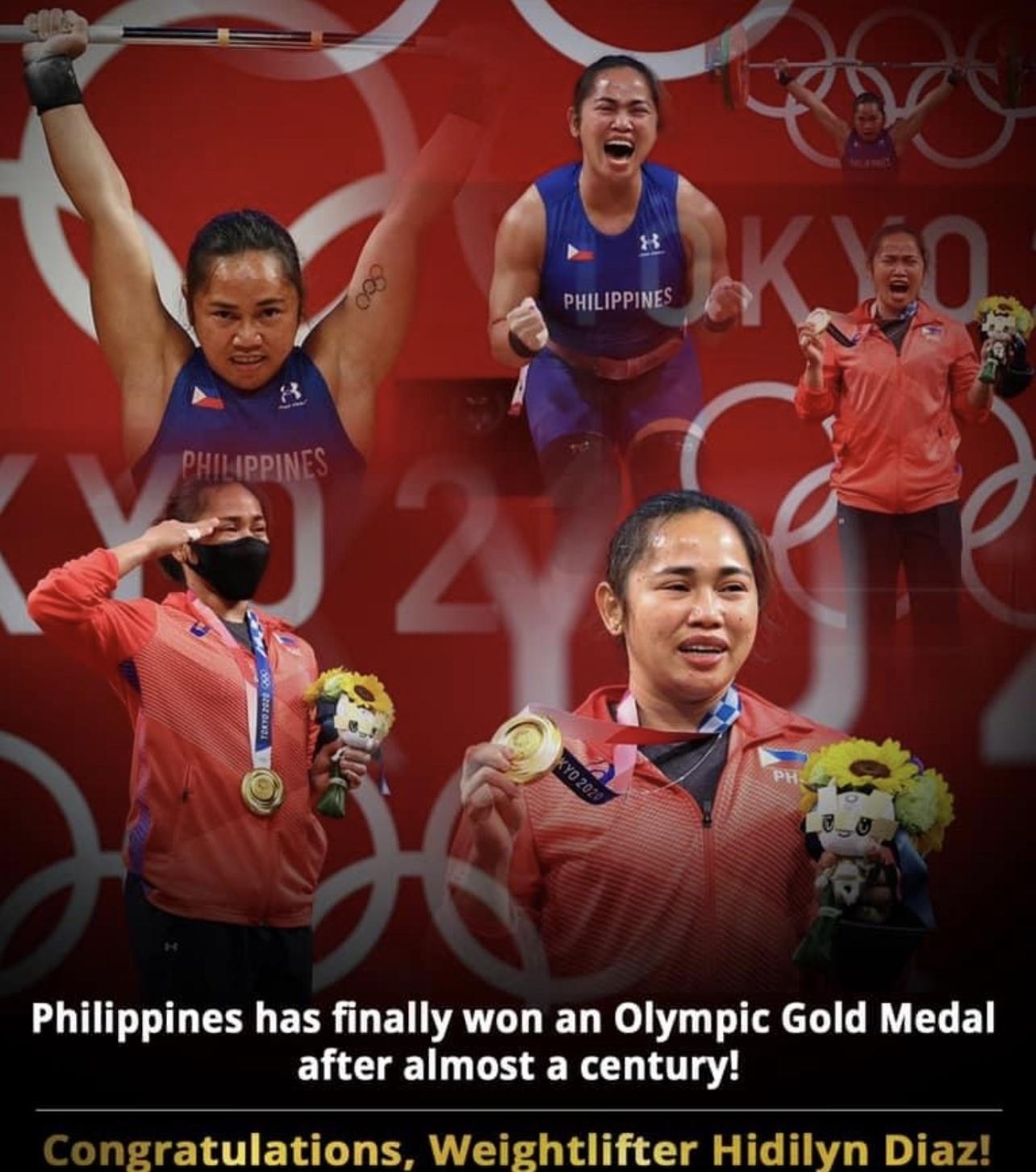 COTT IR EER G ETAVA LD e 3 T T Y L B after almost a century Congratulations Weightlifter Hidilyn Diaz