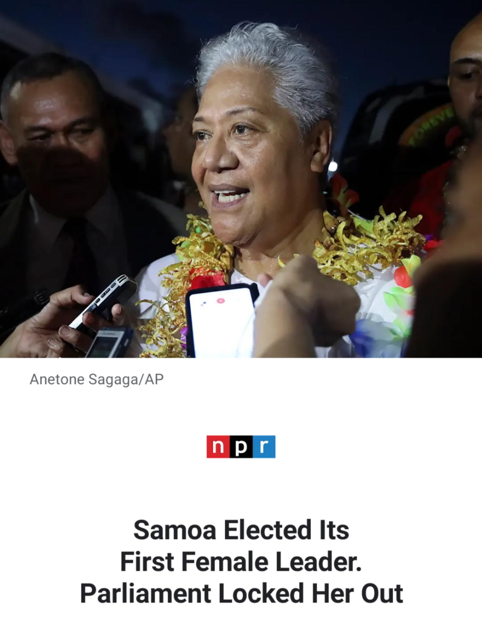 Anetone SagagaAP Samoa Elected Its First Female Leader Parliament Locked Her Out
