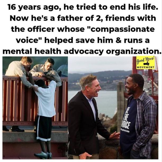 16 years ago he tried to end his life Now hes a father of 2 friends with the officer whose compassionate voice helped save him runs a mental health advocacy organizatiorl 19