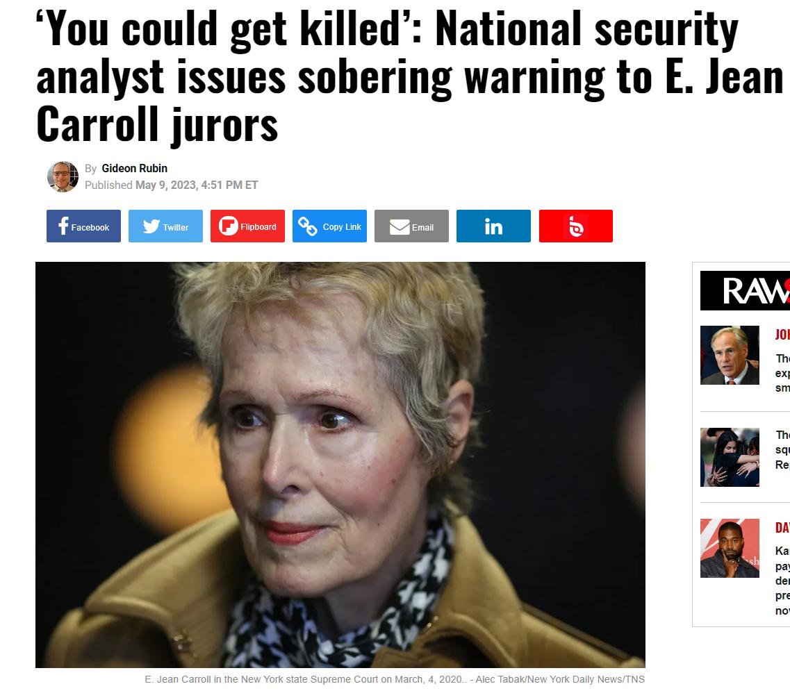 You could get killed National security analyst issues sobering warning to E Jean Carroll jurors