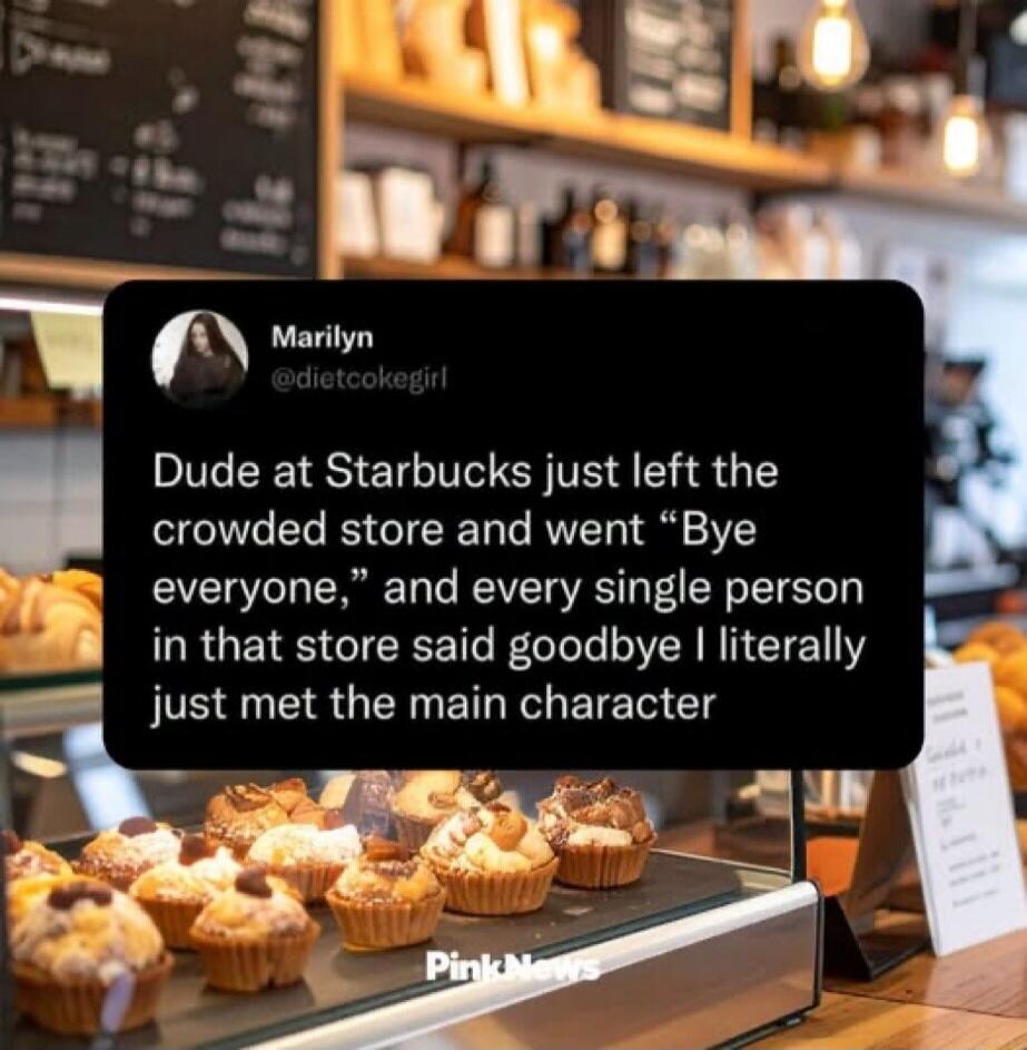 Marilyn @dietcokegirl Dude at Starbucks just left the crowded store and went 