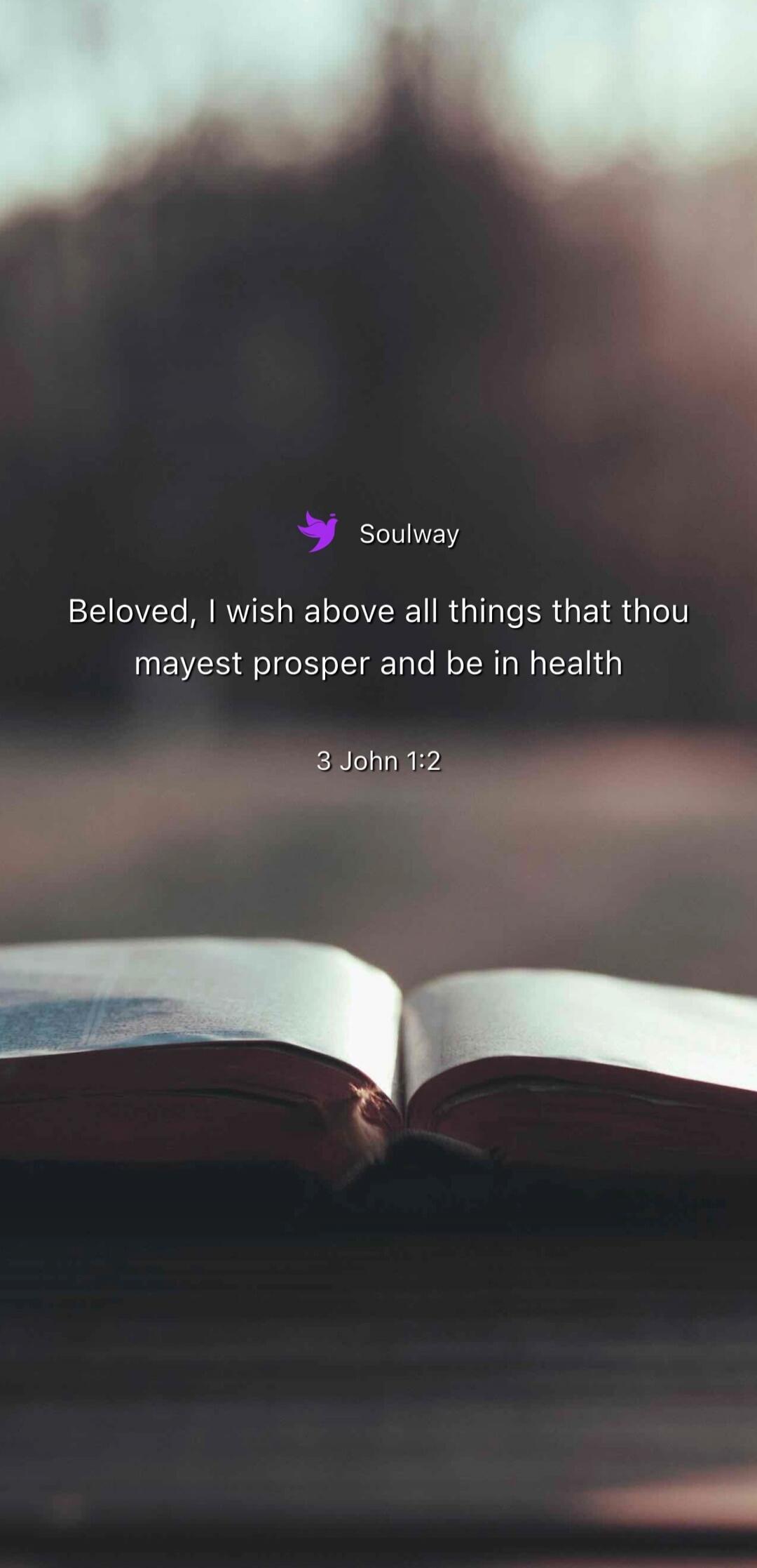 Soulway Beloved, I wish above all things that thou mayest prosper and be in health 3 John 1:2