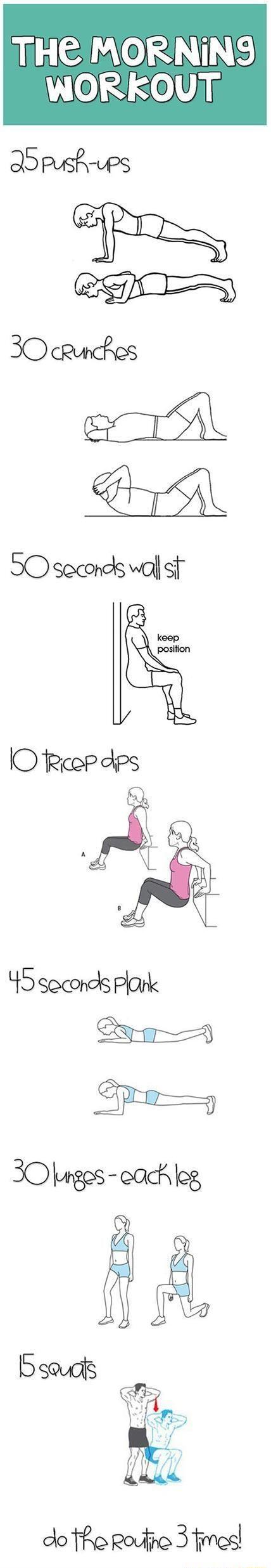 THEIMORNINS o I SlUny A5 push ups 45 seconds Plark Ny 30uges cackleg a x 5 seucts