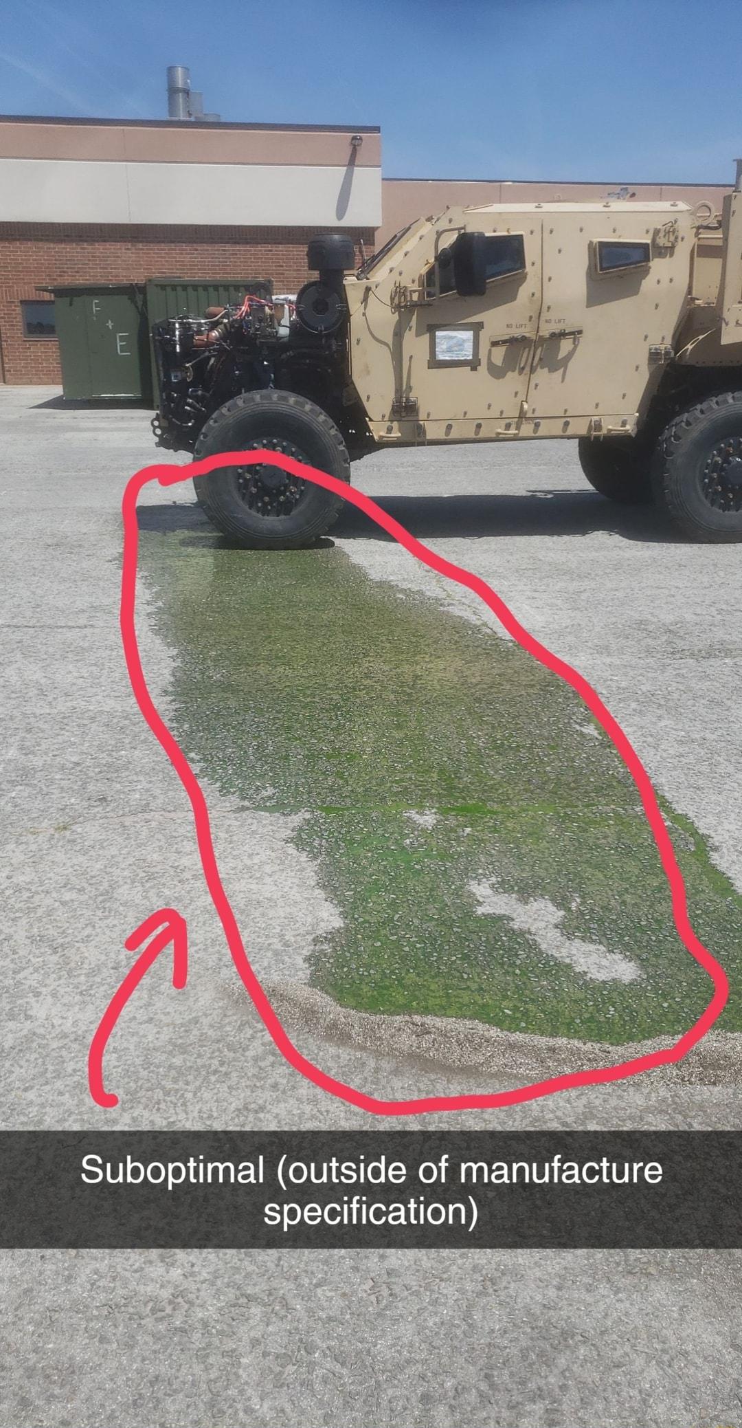 Suboptimal outside of manufacture specification