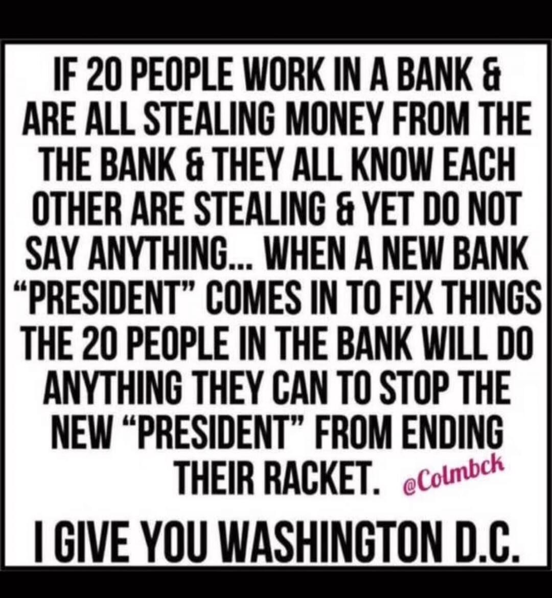 If 20 people work in a bank and are all stealing money from the bank and they all know each other are stealing and yet do not say anything... When a new bank 