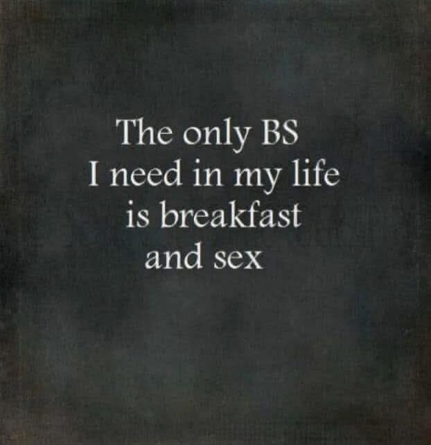 The only BS I need in my life is breakfast and sex