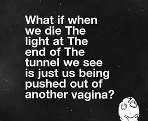 V LGETE BT EY we die The light at The end of The tunnel we see N VES QI VE oTTg To oUI o T WolV o another vagina