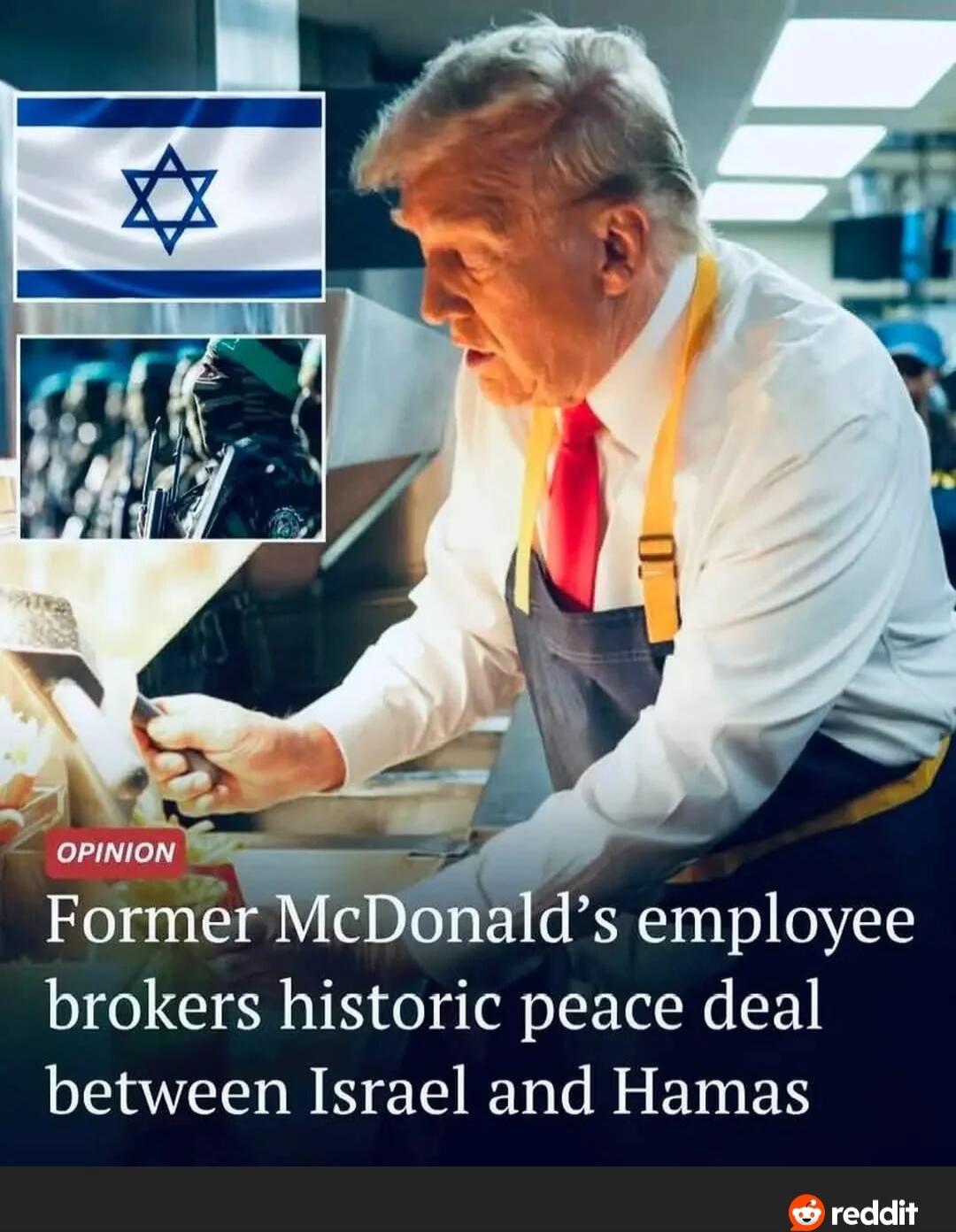 OPINION
Former McDonald's employee brokers historic peace deal between Israel and Hamas